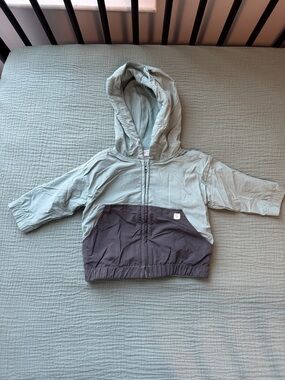 Carter's Two-Tone Hooded Jacket - Sage Green & Charcoal